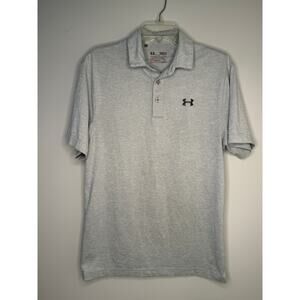 Under Armour Heatgear Men's Light Gray Striped Golf Polo Sz S Loose Style EUC